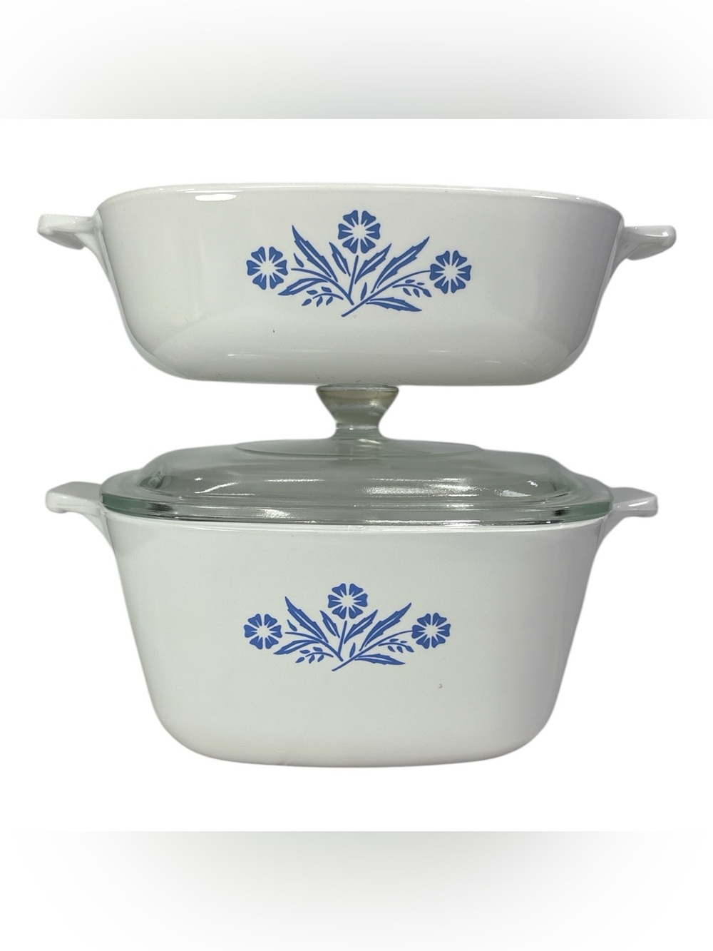 Corning Ware Blue Cornflower P-1-B 1 Qt, P-1 3/4-B 1.75 Qt Casserole w/ 1 Lid